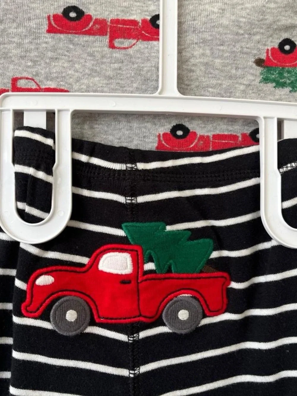 9M Boy Carter’s 2 Piece Set Christmas Tree Truck Applique Striped Holiday Outfit